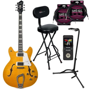 Hagstrom Super Viking Flame Maple Guitar - Dandy Dandelion, Gator GFW-GTR-1000, Gator GFW-GTR-SEAT, KLIQ TinyTune, (2) ErnieBall Cables Bundle Hagstrom Super Viking Flame Maple Guitar - Dandy Dandelion, Gator GFW-GTR-1000, Gator GFW-GTR-SEAT, KLIQ TinyTune, (2) ErnieBall Cables Bundle