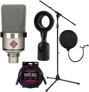 Neumann TLM-102 Studio Condenser Microphone (Nickel), Mic Stand, ErnieBall XLR Cable, POP Filter Bundle Neumann TLM-102 Studio Condenser Microphone (Nickel), Mic Stand, ErnieBall XLR Cable, POP Filter Bundle