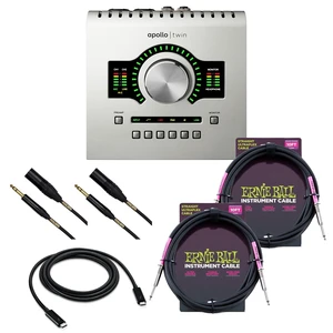 Universal Audio Apollo Twin USB Heritage Edition, Thunderbolt 3 Cable, (2) Mogami XLR to 1/4, (2) ErnieBall 1/4 Cables Bundle Universal Audio Apollo Twin USB Heritage Edition, Thunderbolt 3 Cable, (2) Mogami XLR to 1/4, (2) ErnieBall 1/4 Cables Bundle