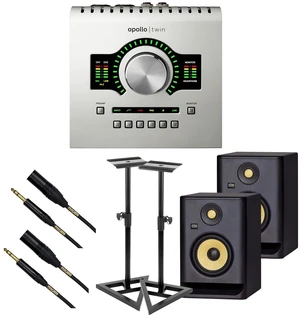 Universal Audio Apollo Twin USB Heritage Edition, (2) KRK RP5G4 Monitors, Monitor Stands, (2) Mogami XLR to 1/4 Bundle Universal Audio Apollo Twin USB Heritage Edition, (2) KRK RP5G4 Monitors, Monitor Stands, (2) Mogami XLR to 1/4 Bundle