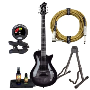 Hagstrom Ultra Swede Electric Guitar Black Burst, Electric Guitar Stand, GLS Audio 20 FT Cable, Snark Super Snark, Music Nomad MN140 Kit Bundle Hagstrom Ultra Swede Electric Guitar Black Burst, Electric Guitar Stand, GLS Audio 20 FT Cable, Snark Super Snark, Music Nomad MN140 Kit Bundle