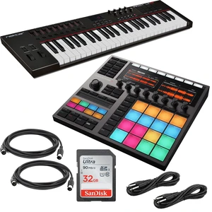 Native Instruments MASCHINE Plus, Nektar Impact LX49, (2) Midi Cables, (2) 1/4 Cables, 32GB SD Card Bundle Native Instruments MASCHINE Plus, Nektar Impact LX49, (2) Midi Cables, (2) 1/4 Cables, 32GB SD Card Bundle