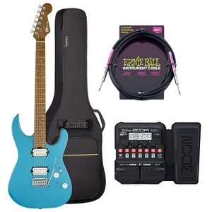 Charvel Pro-Mod DK24 HH 2PT Electric Guitar Matte Blue Frost, Zoom G1X Guitar Effects, ErnieBall Cable, CAHAYA Electric Guitar Bag Bundle Charvel Pro-Mod DK24 HH 2PT Electric Guitar Matte Blue Frost, Zoom G1X Guitar Effects, ErnieBall Cable, CAHAYA Electric Guitar Bag Bundle