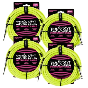 (4) Ernie Ball (P06085) Braided Straight to Right Angle Instrument Cable- 18 foot Neon Yellow Bundle (4) Ernie Ball (P06085) Braided Straight to Right Angle Instrument Cable- 18 foot Neon Yellow Bundle