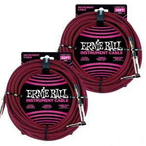 (2) Ernie Ball PO6062 25 Braided Straight/Angle Instrument Cable Black/Red Bundle (2) Ernie Ball PO6062 25 Braided Straight/Angle Instrument Cable Black/Red Bundle