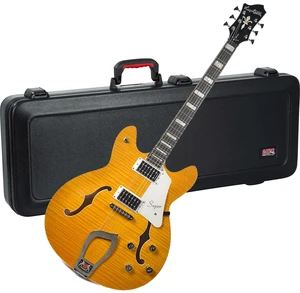Hagstrom Super Viking Flame Maple Guitar - Dandy Dandelion, Gator TSA Series Electric Guitar Case Bundle Hagstrom Super Viking Flame Maple Guitar - Dandy Dandelion, Gator TSA Series Electric Guitar Case Bundle