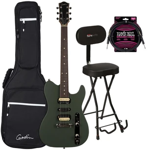 Godin (050406) Radium Electric Guitar Matte Green, Gator GFW-GTR-SEAT, ErnieBall Cable Bundle Godin (050406) Radium Electric Guitar Matte Green, Gator GFW-GTR-SEAT, ErnieBall Cable Bundle