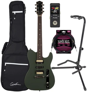 Godin (050406) Radium Electric Guitar Matte Green, ErnieBall Cable, KLIQ TinyTune, Gator GFW-GTR-1000 Stand Bundle Godin (050406) Radium Electric Guitar Matte Green, ErnieBall Cable, KLIQ TinyTune, Gator GFW-GTR-1000 Stand Bundle