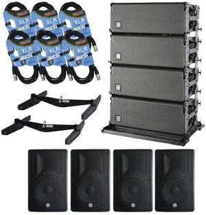 (4) DAS Event 212A Dual 12 Powered Line Array Speaker, (2) DAS AX-EV212, (4) PSG AUDIO Cobra 115, (6) XLR Cables Bundle (4) DAS Event 212A Dual 12 Powered Line Array Speaker, (2) DAS AX-EV212, (4) PSG AUDIO Cobra 115, (6) XLR Cables Bundle