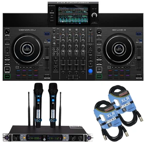 Denon DJ SC Live 4 Standalone DJ Controller, PSG Audio UGX20II Wireless Mic, (2) XLR Cables Bundle Denon DJ SC Live 4 Standalone DJ Controller, PSG Audio UGX20II Wireless Mic, (2) XLR Cables Bundle