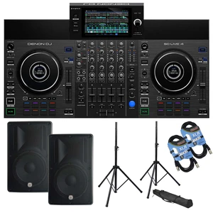 Denon DJ SC Live 4 Standalone DJ Controller, (2) PSG Audio Cobra 112, (2) XLR Cables, Speaker Stands Bundle Denon DJ SC Live 4 Standalone DJ Controller, (2) PSG Audio Cobra 112, (2) XLR Cables, Speaker Stands Bundle