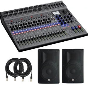 Zoom LiveTrak L-20 - 20-Input Digital Mixer & Multitrack Recorder, (2) PSG Audio COBRA 115 Speakers, (2) XLR Cables Zoom LiveTrak L-20 - 20-Input Digital Mixer & Multitrack Recorder, (2) PSG Audio COBRA 115 Speakers, (2) XLR Cables