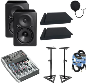 Mackie HR624 MK2 6.7 Pair - Monitor Stands - Behringer Xenyx Q1002USB - XLR Cables - Foam Pads - POP Filter Mackie HR624 MK2 6.7 Pair - Monitor Stands - Behringer Xenyx Q1002USB - XLR Cables - Foam Pads - POP Filter