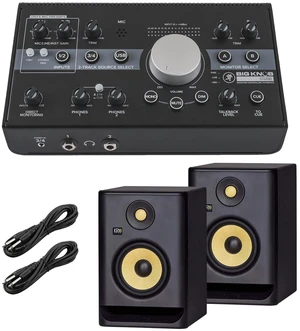 Mackie Big Knob Studio Monitor Controller, (2) KRK RP5G4 Monitor, (2) 1/4 Cables Bundle Mackie Big Knob Studio Monitor Controller, (2) KRK RP5G4 Monitor, (2) 1/4 Cables Bundle