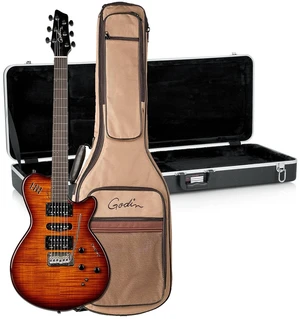 Godin (028672) xtSA Light Burst Flame Electric Guitar with Gig Bag, Gator GC-ELECTRIC-A Deluxe ABS Bundle Godin (028672) xtSA Light Burst Flame Electric Guitar with Gig Bag, Gator GC-ELECTRIC-A Deluxe ABS Bundle
