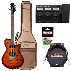 Godin (028672) xtSA Light Burst Flame Electric Guitar with Gig Bag, Zoom G3Xn Multi-Effects Processor, ErnieBall Cable, Dunlop Picks (PVP113) Bundle Godin (028672) xtSA Light Burst Flame Electric Guitar with Gig Bag, Zoom G3Xn Multi-Effects Processor, ErnieBall Cable, Dunlop Picks (PVP113) Bundle