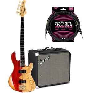 Cort Jeff Berlin Rithimic Bass Guitar Natural Spalted Maple, Donner 30W Bass AMP, ErnieBall Cable Bundle Cort Jeff Berlin Rithimic Bass Guitar Natural Spalted Maple, Donner 30W Bass AMP, ErnieBall Cable Bundle