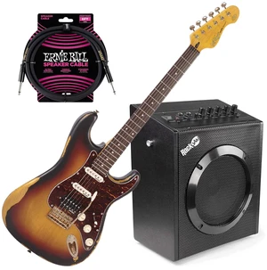 Vintage Icon Distressed V6HMR- Sunburst, RockJam 20 Watt, ErnieBall Cable Bundle Vintage Icon Distressed V6HMR- Sunburst, RockJam 20 Watt, ErnieBall Cable Bundle