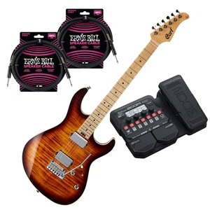 Cort G290 Fat - Antique Violin Burst, Zoom G1X Four, (2) ErnieBall Cables Bundle Cort G290 Fat - Antique Violin Burst, Zoom G1X Four, (2) ErnieBall Cables Bundle