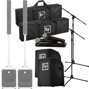 (2) Electro-Voice Evolve 50M Powered Speaker - White (Top Cover Included), (2) EVOLVE50-SUBCVR, (2) Mic Stands, BLX288/PG58 Bundle (2) Electro-Voice Evolve 50M Powered Speaker - White (Top Cover Included), (2) EVOLVE50-SUBCVR, (2) Mic Stands, BLX288/PG58 Bundle
