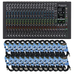 Mackie Onyx24 24-channel Analog Mixer, (24) XLR 15ft Cables Bundle Mackie Onyx24 24-channel Analog Mixer, (24) XLR 15ft Cables Bundle