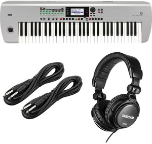 Korg i3 Arranger Keyboard (Silver), Tascam TH02, (2) 1/4 Cables Bundle Korg i3 Arranger Keyboard (Silver), Tascam TH02, (2) 1/4 Cables Bundle