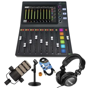 Mackie DLZ Creator 12-channel Digital Mixer, Rode PodMic, XLR Cable, Tascam TH02, Mic Desk Stand Bundle Mackie DLZ Creator 12-channel Digital Mixer, Rode PodMic, XLR Cable, Tascam TH02, Mic Desk Stand Bundle
