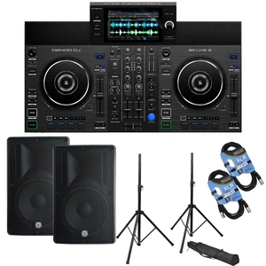 Denon DJ SC Live 2 Standalone DJ Controller, (2) PSG Audio Cobra 112, Speakers Stands, (2) XLR Cables Bundle Denon DJ SC Live 2 Standalone DJ Controller, (2) PSG Audio Cobra 112, Speakers Stands, (2) XLR Cables Bundle