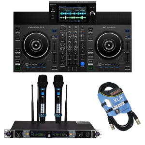 Denon DJ SC Live 2 Standalone DJ Controller, PSG Audio UGX 20II Dual Wireless Mic, XLR Cable Bundle Denon DJ SC Live 2 Standalone DJ Controller, PSG Audio UGX 20II Dual Wireless Mic, XLR Cable Bundle