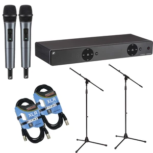 Sennheiser XSW 1-835 Dual Wireless Handheld Mic Sys. (2) Mic Stands, (2) XLR Cables Bundle Sennheiser XSW 1-835 Dual Wireless Handheld Mic Sys. (2) Mic Stands, (2) XLR Cables Bundle