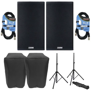 (2) EAW RS121 1500W 12 Powered Loudspeaker, (2) EAW Covers, (2) Speaker Stands, (2) XLR Cables Bundle (2) EAW RS121 1500W 12 Powered Loudspeaker, (2) EAW Covers, (2) Speaker Stands, (2) XLR Cables Bundle