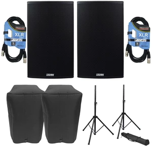 (2) EAW RS151 1500W 15 Powered Loudspeaker, (2) EAW Covers, (2) Speaker Stands, (2) XLR Cables Bundle (2) EAW RS151 1500W 15 Powered Loudspeaker, (2) EAW Covers, (2) Speaker Stands, (2) XLR Cables Bundle