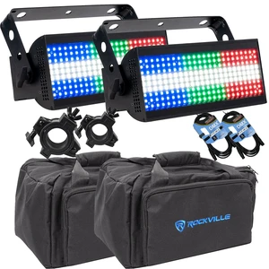 (2) American DJ Jolt 300, (2) Rockville RLB30 Bag, (2) Clamp, (2) DMX Cables Bundle (2) American DJ Jolt 300, (2) Rockville RLB30 Bag, (2) Clamp, (2) DMX Cables Bundle