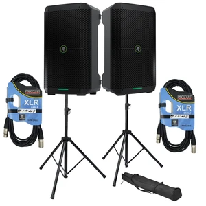 (2) Mackie Thump Go 8 Battery-Powered Loudspeaker, Speaker Stands, (2) XLR Cables Bundle (2) Mackie Thump Go 8 Battery-Powered Loudspeaker, Speaker Stands, (2) XLR Cables Bundle