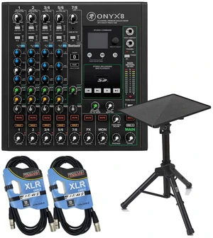 Mackie Onyx8 8-channel Mixer, Pyle PLPTS4 Stand, (2) XLR Cables Bundle Mackie Onyx8 8-channel Mixer, Pyle PLPTS4 Stand, (2) XLR Cables Bundle