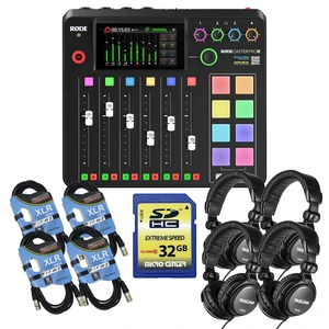 Rode RODECaster Pro II Studio, (4) Tascam TH02, (4) XLR Cables, SD Card 32GB Bundle Rode RODECaster Pro II Studio, (4) Tascam TH02, (4) XLR Cables, SD Card 32GB Bundle