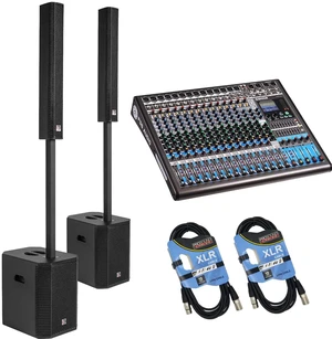 (2) PSG AUDIO Raptor 3200W 12 Portable Line Array Column PA - PSG Audio EMX16 Mixer - (2) XLR Cables Bundle (2) PSG AUDIO Raptor 3200W 12 Portable Line Array Column PA - PSG Audio EMX16 Mixer - (2) XLR Cables Bundle