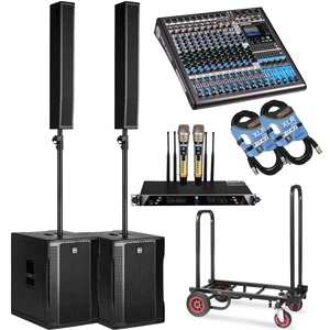 (2) RCF EVOX 12 Column Speaker Array System (Black) - PSG Audio EMX12X - PSG Audio UGX21II - Pyle Compact Dolly - (2) XLR Cables Bundle (2) RCF EVOX 12 Column Speaker Array System (Black) - PSG Audio EMX12X - PSG Audio UGX21II - Pyle Compact Dolly - (2) XLR Cables Bundle