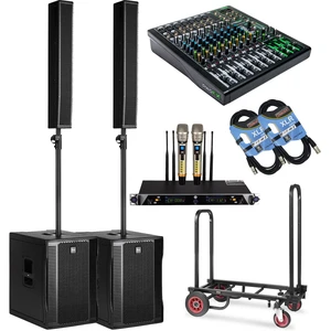(2) RCF EVOX 12 Column Speaker Array System (Black) - Mackie PROFX12V3 - PSG Audio UGX21II - Pyle Compact Dolly - (2) XLR Cables Bundle (2) RCF EVOX 12 Column Speaker Array System (Black) - Mackie PROFX12V3 - PSG Audio UGX21II - Pyle Compact Dolly - (2) XLR Cables Bundle
