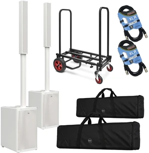 (2) RCF EVOX J9 Active 3-way 2100W Column Array (White) - Pyle Compact Dolly - (2) XLR Cables Bundle (2) RCF EVOX J9 Active 3-way 2100W Column Array (White) - Pyle Compact Dolly - (2) XLR Cables Bundle
