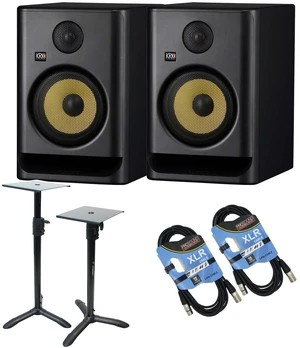 (2) KRK ROKIT 7 G5 7-inch Powered Studio Monitor (Black) - Studio Monitor Stands - (2) XLR Cables Bundle (2) KRK ROKIT 7 G5 7-inch Powered Studio Monitor (Black) - Studio Monitor Stands - (2) XLR Cables Bundle