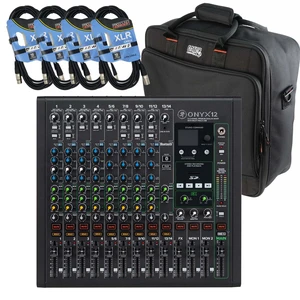 Mackie Onyx12 12-channel Analog Mixer, Gator MixerBag 1515, (4) XLR Cables Bundle Mackie Onyx12 12-channel Analog Mixer, Gator MixerBag 1515, (4) XLR Cables Bundle