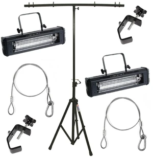 American DJ (2) Mega Flash DMX Programmable Strobe Fixtures w/ Stands & Clamps American DJ (2) Mega Flash DMX Programmable Strobe Fixtures w/ Stands & Clamps