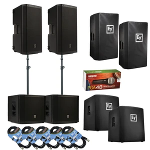 Electro-Voice ZLX-12BT 12" (Pair) Powered Speaker & (Pair) ELX200-12SP 12" Subwoofer + Mics + Covers + Cables Electro-Voice ZLX-12BT 12" (Pair) Powered Speaker & (Pair) ELX200-12SP 12" Subwoofer + Mics + Covers + Cables