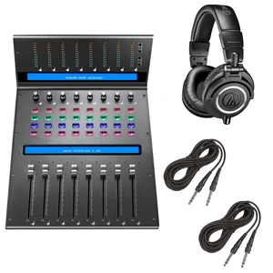 Icon Pro Audio QCon Pro XS Controller + Audio-Technica ATH-M50x Monitor Headphones (Black) and Cables. Icon Pro Audio QCon Pro XS Controller + Audio-Technica ATH-M50x Monitor Headphones (Black) and Cables.