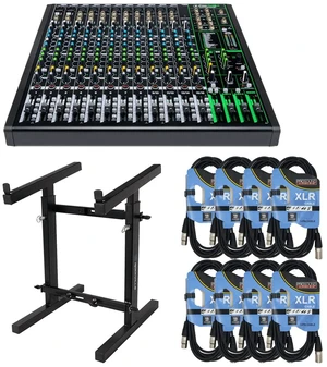 Mackie ProFX16v3 16-Channel Sound Reinforcement Mixer with Built-In FX + Rockville Portable Mixer Stand and (8) XLR Cables 15FT. Mackie ProFX16v3 16-Channel Sound Reinforcement Mixer with Built-In FX + Rockville Portable Mixer Stand and (8) XLR Cables 15FT.