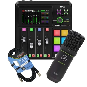 Rode RodeCaster Duo Streaming Mixer, Mackie EM-91C, XLR Cable Bundle Rode RodeCaster Duo Streaming Mixer, Mackie EM-91C, XLR Cable Bundle