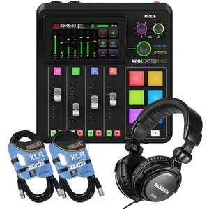 Rode RodeCaster Duo Streaming Mixer, Tascam TH02, (2) XLR Cables Bundle Rode RodeCaster Duo Streaming Mixer, Tascam TH02, (2) XLR Cables Bundle
