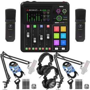Rode RodeCaster Duo Streaming Mixer, (2) Mackie EM-91C, (2) Tascam TH02, (2) Mic Boom Arm, (2) XLR Cables Bundle Rode RodeCaster Duo Streaming Mixer, (2) Mackie EM-91C, (2) Tascam TH02, (2) Mic Boom Arm, (2) XLR Cables Bundle