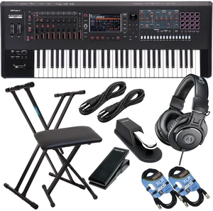 Roland Fantom 6 EX Synthesizer Workstation, Keyboard Stand, Bench, Sustain Pedal, Nektar NX-P, (2) XLR Cables, (2) 1/4 Cables, ATH-M30X Bundle Roland Fantom 6 EX Synthesizer Workstation, Keyboard Stand, Bench, Sustain Pedal, Nektar NX-P, (2) XLR Cables, (2) 1/4 Cables, ATH-M30X Bundle